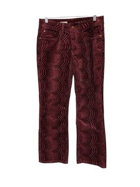 Anthropologie Pants 28 Yaya Mid Rise Crop Flare Burgundy Corduroy Boho Core 70s